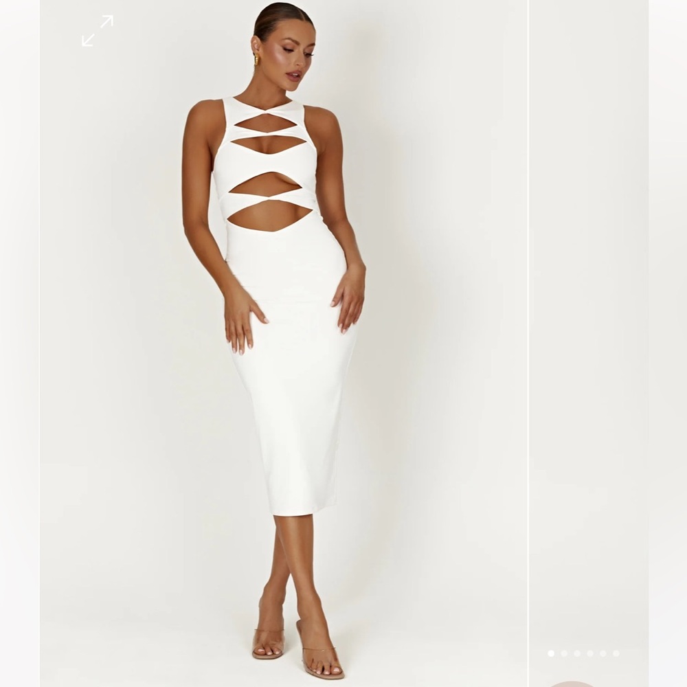 Meshki Chloe Cut Out Maxi Dress - White Size Small